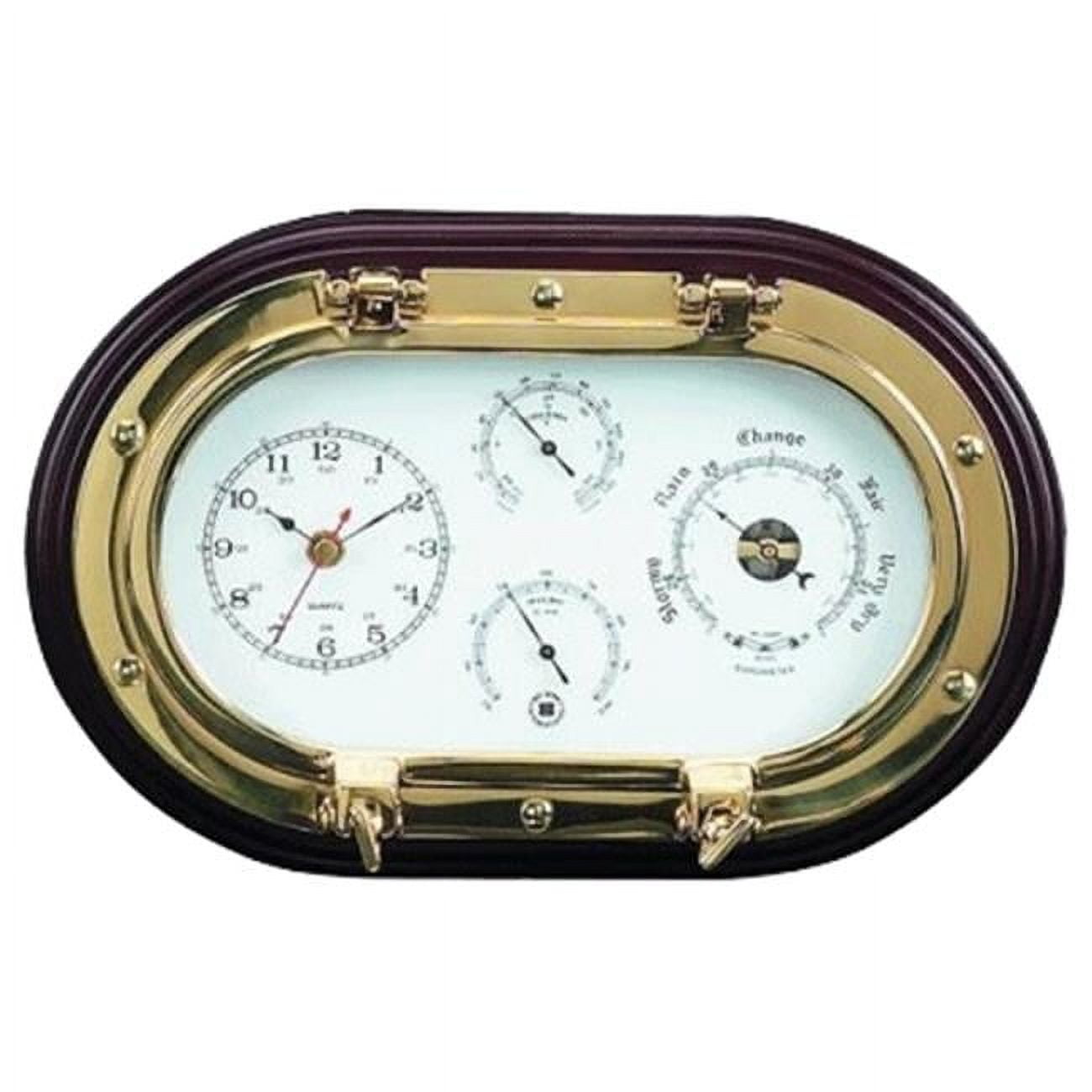 Brass and Wood Clock and Weather Station GP9954