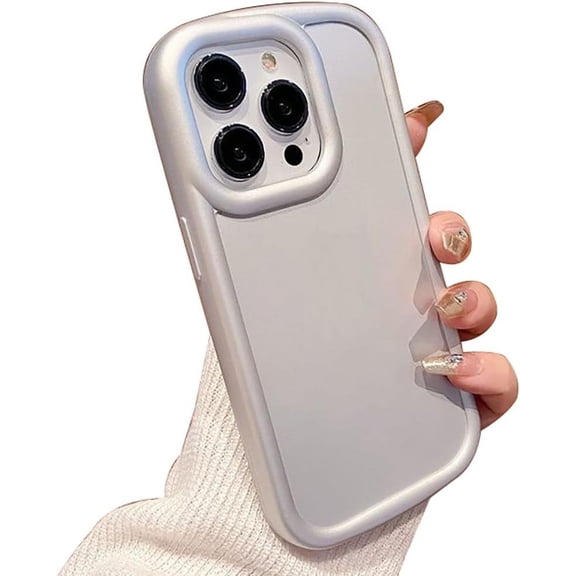 Solid Bright Color Shockproof Soft Silicone Case for Women Girls Compatible with iPhone Case (iPhone 12 Pro Max,Silver)
