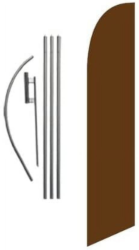 Solid Brown Outdoor Feather Banner Swooper Flag Sign with Flag Pole Kit and Ground Stake