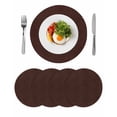 thumbnail image 1 of Solid Brown Round 15 Inch Placemats Set of 4, Vintage Minimalism Abstract Denim Pattern HeatResistant Non Slip Place Mats for Dining Table, Wipeable Braided Kitchen Table Mats for Housewarming, 1 of 9