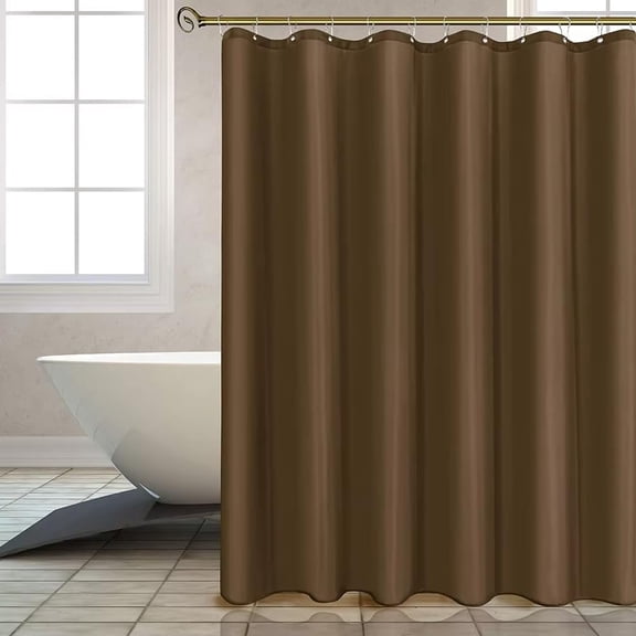 Solid Brown Shower Curtain Fabric Waterproof Bathroom Curtain Long Stall Machine Washable Waterproof Washable Fabric-36"W x 72"L (Pack of 1)