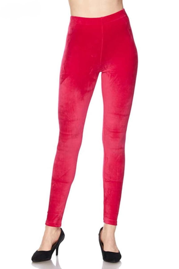 Solid Brushed Velour Velvet Leggings Fuchsia S