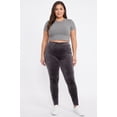 thumbnail image 1 of Solid Brushed Velour Velvet Leggings - Plus Size - 1XL 2XL 3XL Charcoal 1XL/2XL, 1 of 1