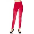 thumbnail image 1 of Solid Brushed Velour Velvet Leggings - Plus Size - 1XL 2XL 3XL Fuchsia 2XL/3XL, 1 of 1