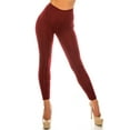 thumbnail image 1 of Solid Burgundy Contour Seam High Waisted Sport Leggings with Pockets Burgundy S/M, 1 of 2
