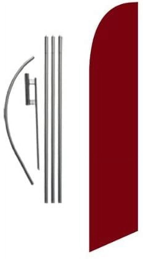 Solid Burgundy Feather Banner Swooper Flag Set with 15 Foot Flag Pole Kit and Ground Stake