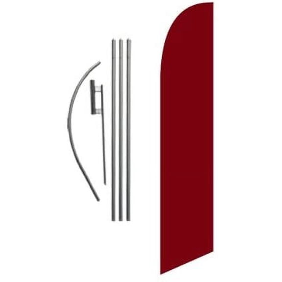 Solid Burgundy Feather Banner Swooper Flag Set with 15 Foot Flag Pole Kit and Ground Stake