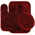 thumbnail image 1 of Solid Burgundy Nylon Bath Rug Set, 18" x 30"/18" x 18"/18" x 18", Anti-Slip (3 Count), 1 of 1