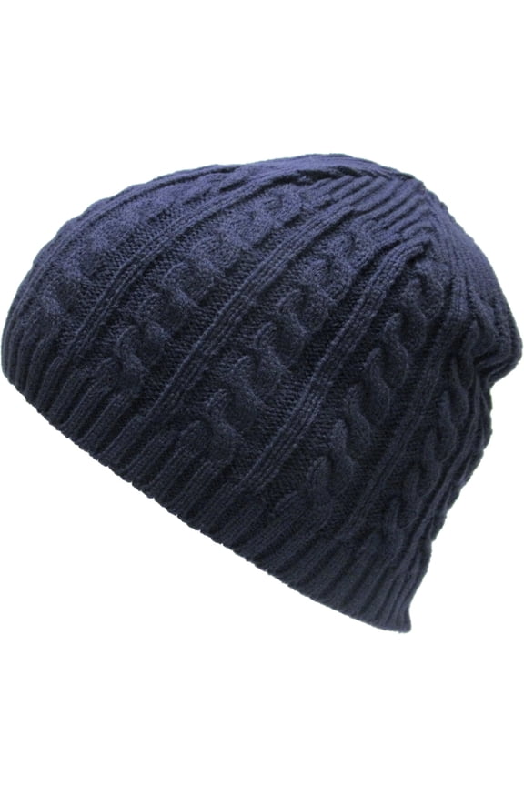 Solid Cable Knit Beanie Cuffless Style Skully Winter Ski Hat Cap
