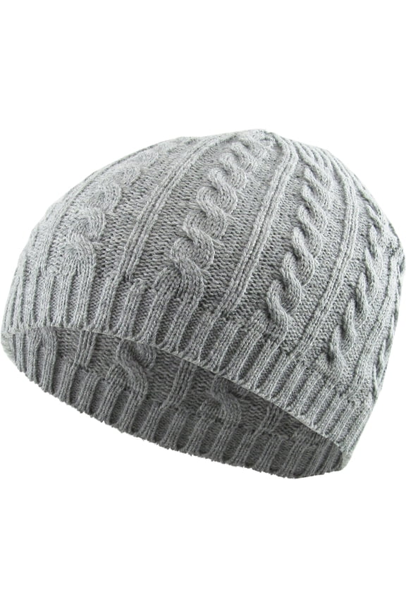 Solid Cable Knit Beanie Cuffless Style Skully Winter Ski Hat Cap