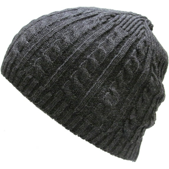 Solid Cable Knit Beanie Cuffless Style Skully Winter Ski Hat Cap