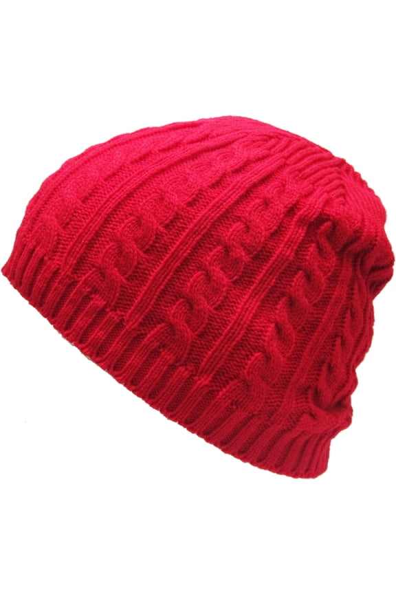 Solid Cable Knit Beanie Cuffless Style Skully Winter Ski Hat Cap