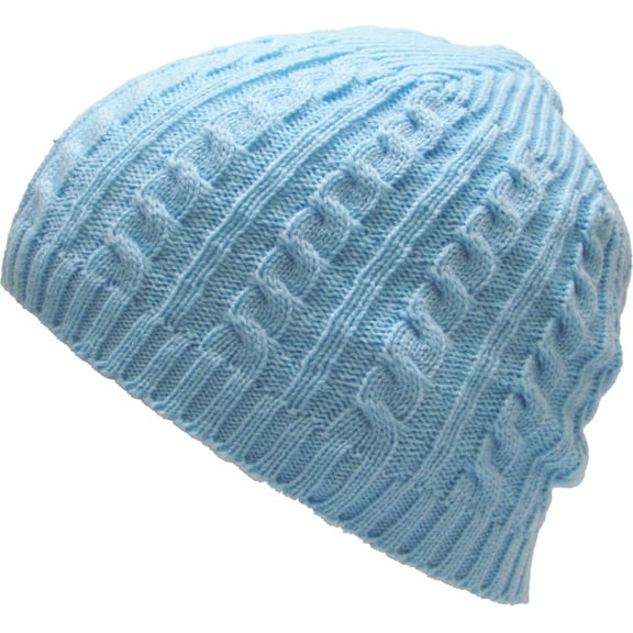 Solid Cable Knit Beanie Cuffless Style Skully Winter Ski Hat Cap