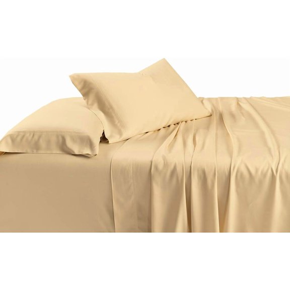 Solid Canvas 600 Thread Count Cal King Un-Attached Waterbed Sheet Set Viscose from Bamboo 4pc Sheet Set