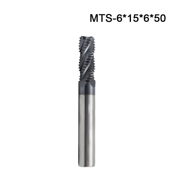 Solid Carbide Roughing End Mill 4-Flute AlTiN Coated For HPC CNC Machining Steel Stainless Aluminum Cast Iron 35 Degree For HELIX Right Hand 45 Degree Chamfer(6mm)