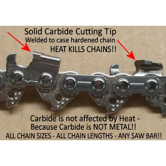 Solid Carbide Tip Chainsaw Chain Type 91 3/8" x 0.050" x 40 Link