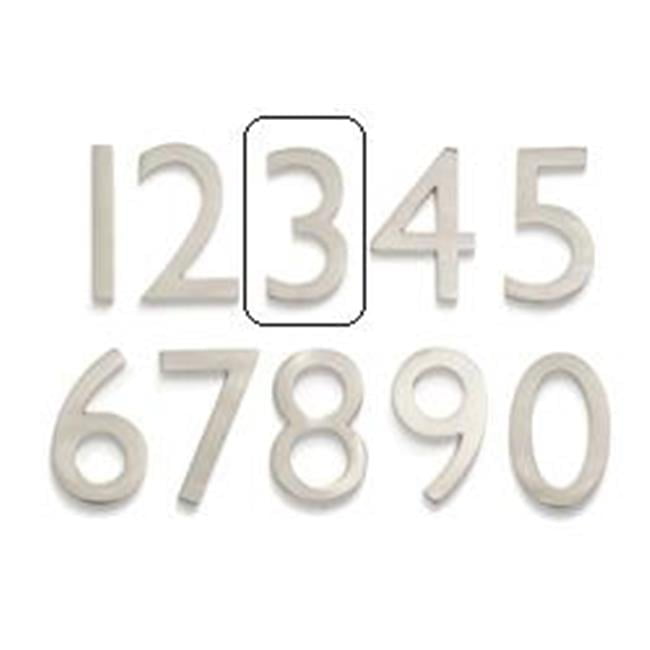 Solid Cast Brass 4 inch Floating House Number Satin Nickel ''3''