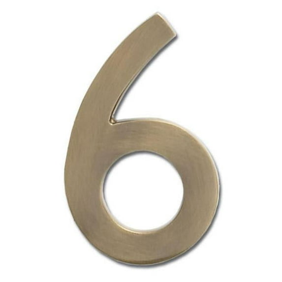 Solid Cast Brass 5 in. Antique Brass Floating House Number 6