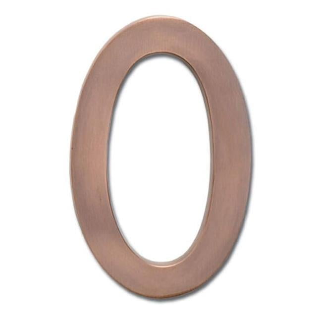 Solid Cast Brass 5 in. Antique Copper Floating House Number 0