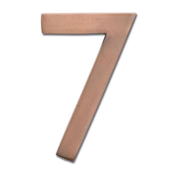 Solid Cast Brass 5 in. Antique Copper Floating House Number 7