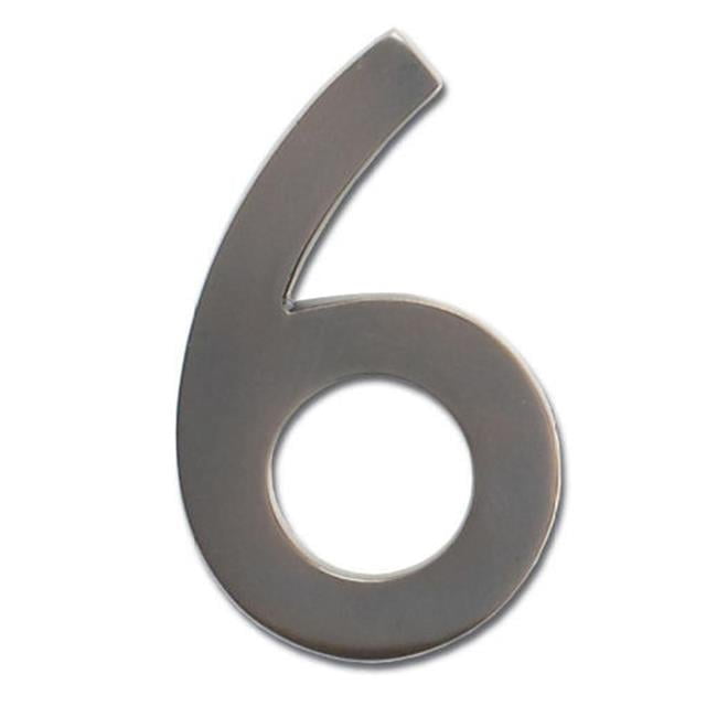Solid Cast Brass 5 in. Dark Aged Copper Floating House Number 6