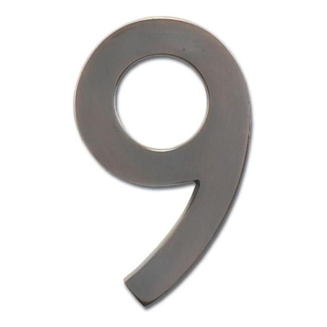 Solid Cast Brass 5 in. Dark Aged Copper Floating House Number 9