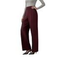 thumbnail image 1 of Solid Casual Straight Leg Women's High Waist Pants Business Commuter Suit Pants Wide Leg Women Wine M(M), 1 of 8