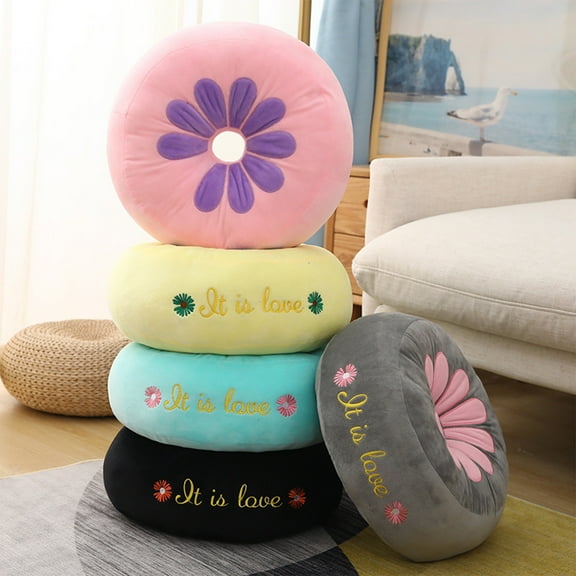 Solid Chair Cushion 15"x15" Super Soft Foam Seat Pad | Breathable Cotton Spandex Cover Blue Pink Yellow Gray | Lightweight Portable, Floor & Chair Use, Durable, Supportive, Easy Clean, Living Dining