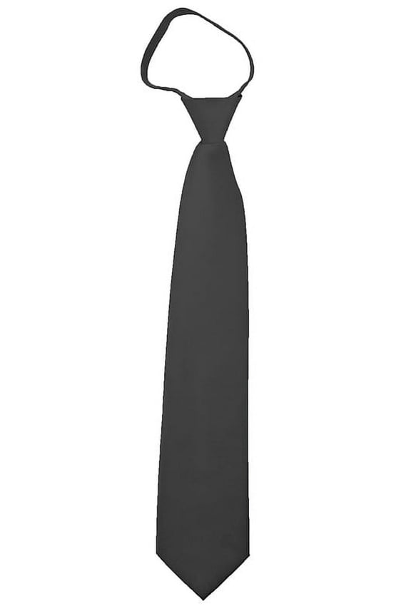 Solid Charcoal Gray Men's 17" Zipper Tie