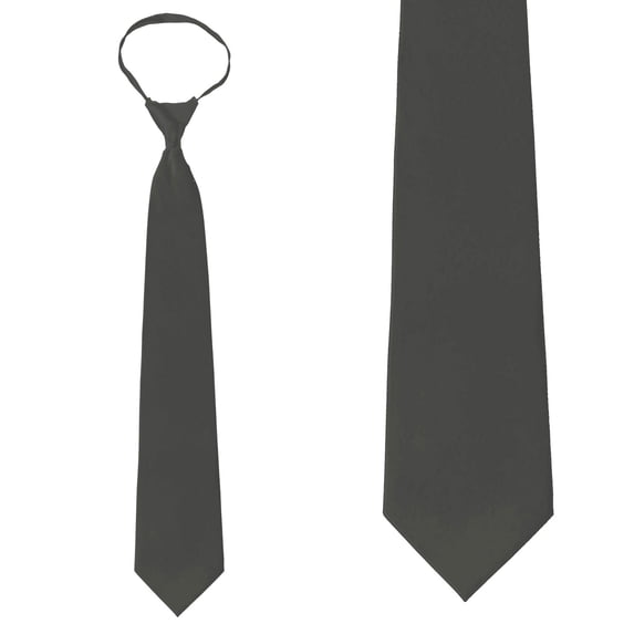 Solid Charcoal Zipper Tie Mens Pre-Tied Necktie…