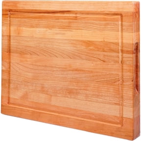 Solid Cherry Wood Cutting Board 16 x 12 Inches with Invisible Inner Handles Food-Grade Oil Finish 1-1/2 Inch Thick