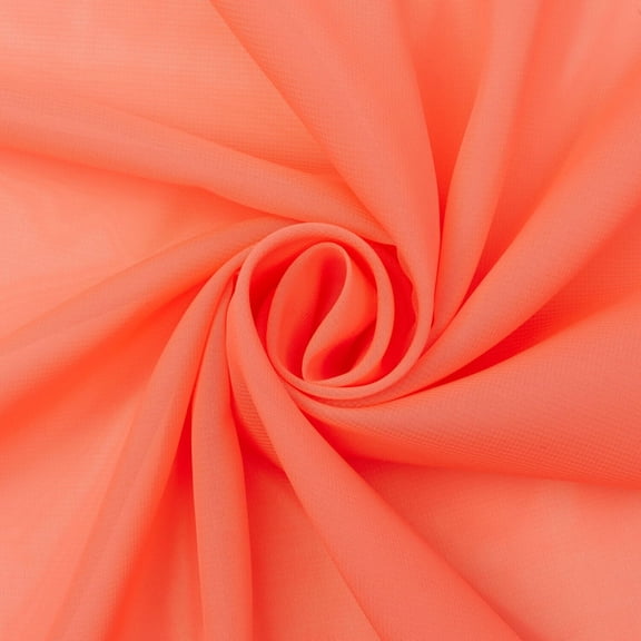 Solid Chiffon Fabric Polyester Dress Sheer 58" Wide By the Yard All Colors (Coral)