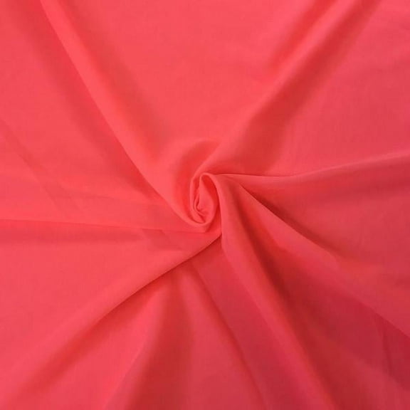 Solid Chiffon Fabric Polyester Dress Sheer 58" Wide By the Yard All Colors (Neon Pink)