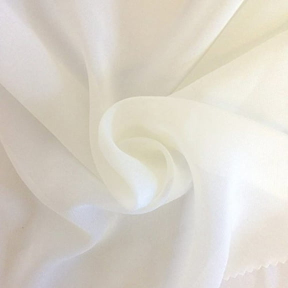 Solid Chiffon Fabric Polyester Dress Sheer 58'' Wide by The Yard All Colors (1 Yard, Off White)