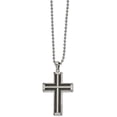 thumbnail image 1 of Solid Chisel Stainless Steel Polished Black IP-plated Laser Cut Cross Pendant on a Ball Chain Necklace - 22", 1 of 5
