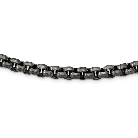 Solid Chisel Stainless Steel Polished Gun Metal IP-plated Box Chain - 24"