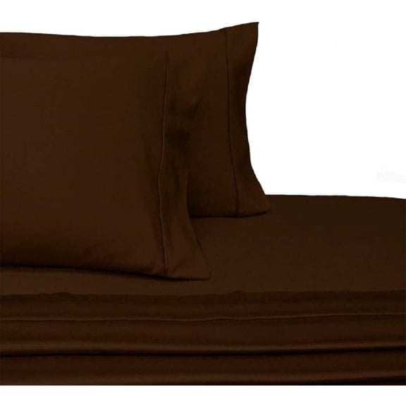Solid Chocolate Super Single Microfiber Attached Waterbed Sheets with Pole Attachment. Pole not Included