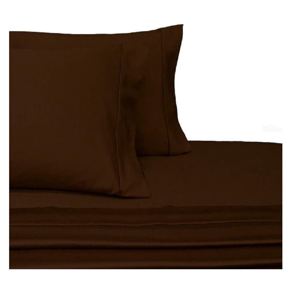 Solid Chocolate Super Single Microfiber Attached Waterbed Sheets with Pole Attachment. Pole not Included