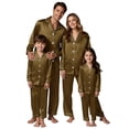 thumbnail image 1 of Solid Christmas Family Silk Pajamas Matching Sets Long Sleeve Pj Set Satin Button Down Holiday Sleepwear, 1 of 3