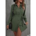 thumbnail image 1 of Solid Collared Button Down Shirt Dress, Green, Small, 1 of 5