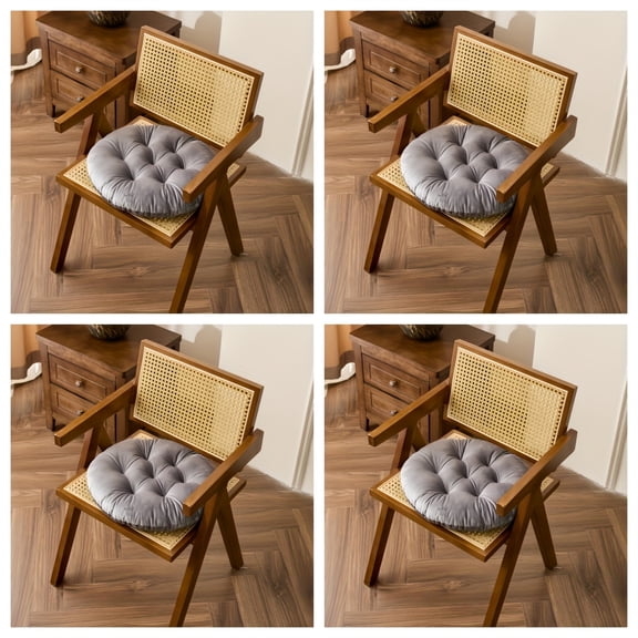 Solid Color 4pcs Set Fleece Round Cushion, Thick Soft Chair Mat, Floor Mats, Tatami Mats, Hand Wash Only Suitable for All Seasons