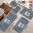 thumbnail image 1 of Solid Color 5-Piece Bath Mat Set Velvet Fleece Foam Long Plush Water Absorbent Non-Slip Washable Bathroom Toilet Rugs for Home Modern Decor Black White Gray Trending Picks Under Budget, 1 of 9