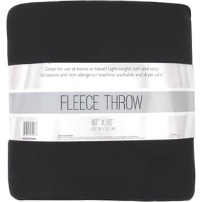 Solid Color 80"L x 60"W Fleece Throw Blanket for Fall, Winter, Spring, Summer, Men, Women, Homeless, Charity Donation Drives in Black