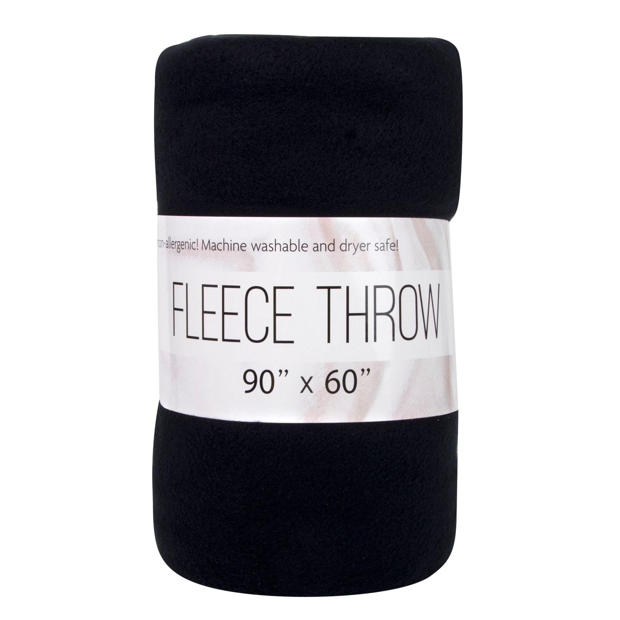 Solid Color 90"L x 60"W Fleece Throw Blanket for Fall, Winter, Spring, Summer, Men, Women, Homeless, Charity Donation Drives in Black