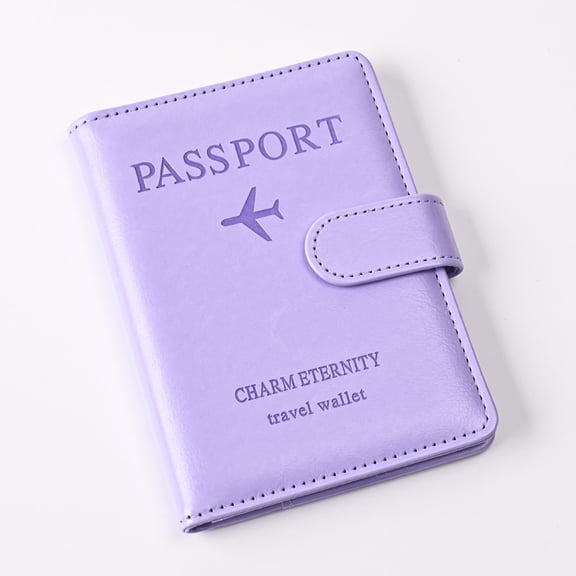 Solid Color Airplane Print PU Magnetic Buckle RFID Multifunctional Travel Anti Magnetic Passport Clip