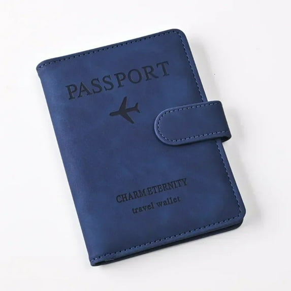 Solid Color Airplane Print PU Magnetic Buckle RFID Multifunctional Travel Anti Magnetic Passport Clip