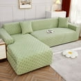 thumbnail image 1 of Solid Color Anti Slip Anti Scratch Couch Cover, Stretch Thickening Sofa Slipcover L Shape Sofa Cover Pets Kids Children Dog Cat-Green-4 Seater, 1 of 7