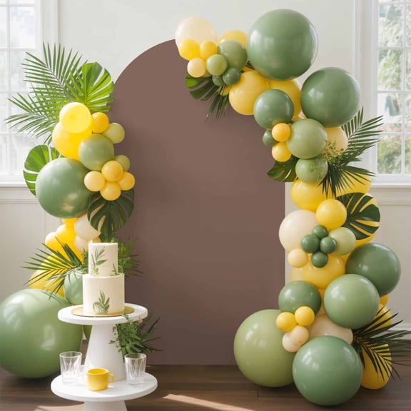 Solid Color Arch Backdrop Cover, 4FT, Brown Spandex Arch Covers Double-Sided Backdrop for Wedding Birthday Party Photo Background Decoration