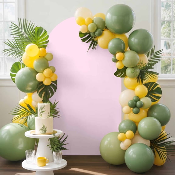 Solid Color Arch Backdrop Cover, 4FT, Pink Spandex Arch Covers Double-Sided Backdrop for Wedding Birthday Party Photo Background Decoration