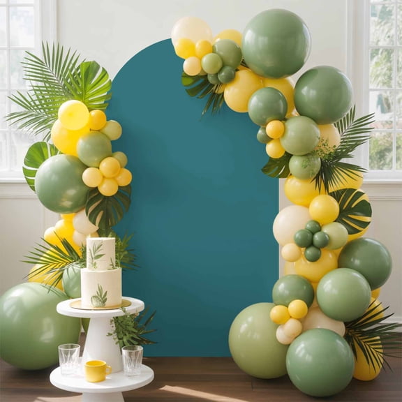 Solid Color Arch Backdrop Cover, 4FT, Teal Spandex Arch Covers Double-Sided Backdrop for Wedding Birthday Party Photo Background Decoration